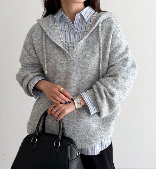 fredy emue「フード付きニットプルオーバー」|ニット・セーター|