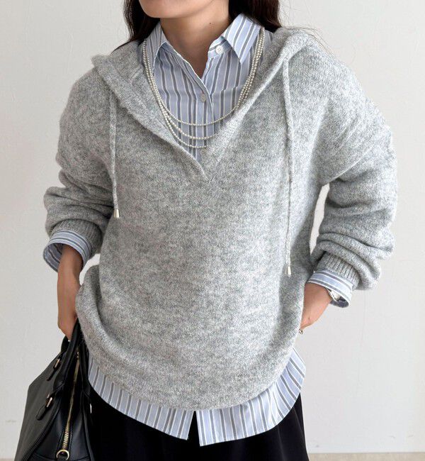 fredy emue「フード付きニットプルオーバー」|ニット・セーター|