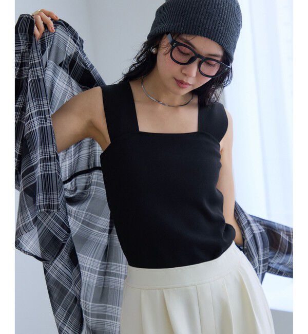 VIS「ワイドショルダーニットインナー/UVケア・イージーケア・接触冷感」|キャミソール|