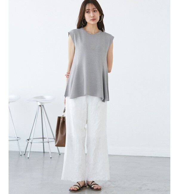 Rope&rsquo;Picnic「【洗濯機OK・アンチピリング】八方映えニット ペプラムニットプルオーバー」|ニット・セーター|