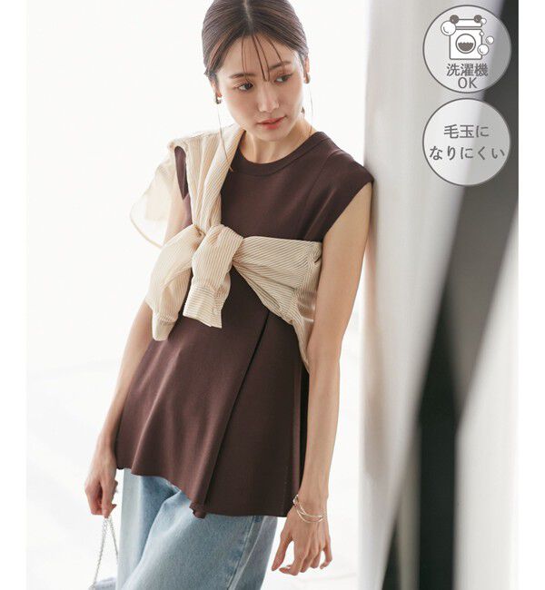 Rope&rsquo;Picnic「【洗濯機OK・アンチピリング】八方映えニット ペプラムニットプルオーバー」|ニット・セーター|ブラウン系(22)
