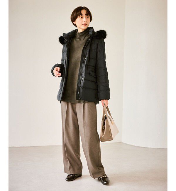 Rope&rsquo;Picnic「【GREEN DOWN/グリーンダウン】ファー付きダウンミドル丈コート/リンクコーデ」|ダウン|