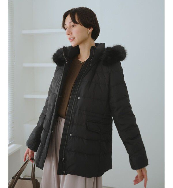 Rope&rsquo;Picnic「【GREEN DOWN/グリーンダウン】ファー付きダウンミドル丈コート/リンクコーデ」|ダウン|