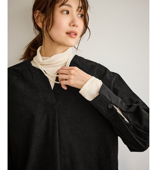 Rope&rsquo;Picnic「【emur/エミュール】ストレッチ起毛あわせネックブラウス」|シャツ・ブラウス|