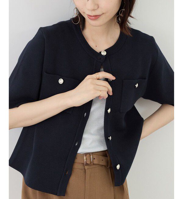 Rope&rsquo;Picnic「ミラノリブ金ボタン半袖カーディガン」|カーディガン|