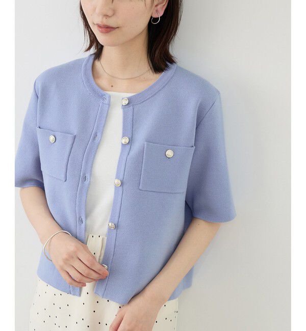 Rope&rsquo;Picnic「ミラノリブ金ボタン半袖カーディガン」|カーディガン|
