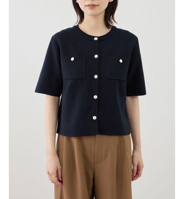 Rope&rsquo;Picnic「ミラノリブ金ボタン半袖カーディガン」|カーディガン|