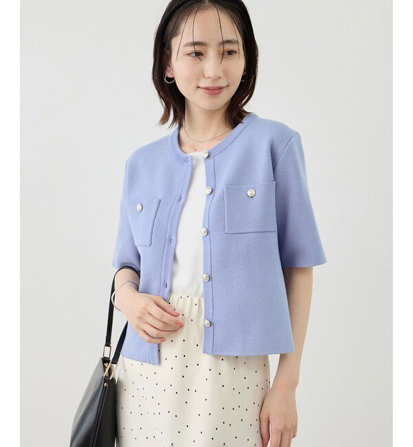 Rope&rsquo;Picnic「ミラノリブ金ボタン半袖カーディガン」|カーディガン|サックス(48)