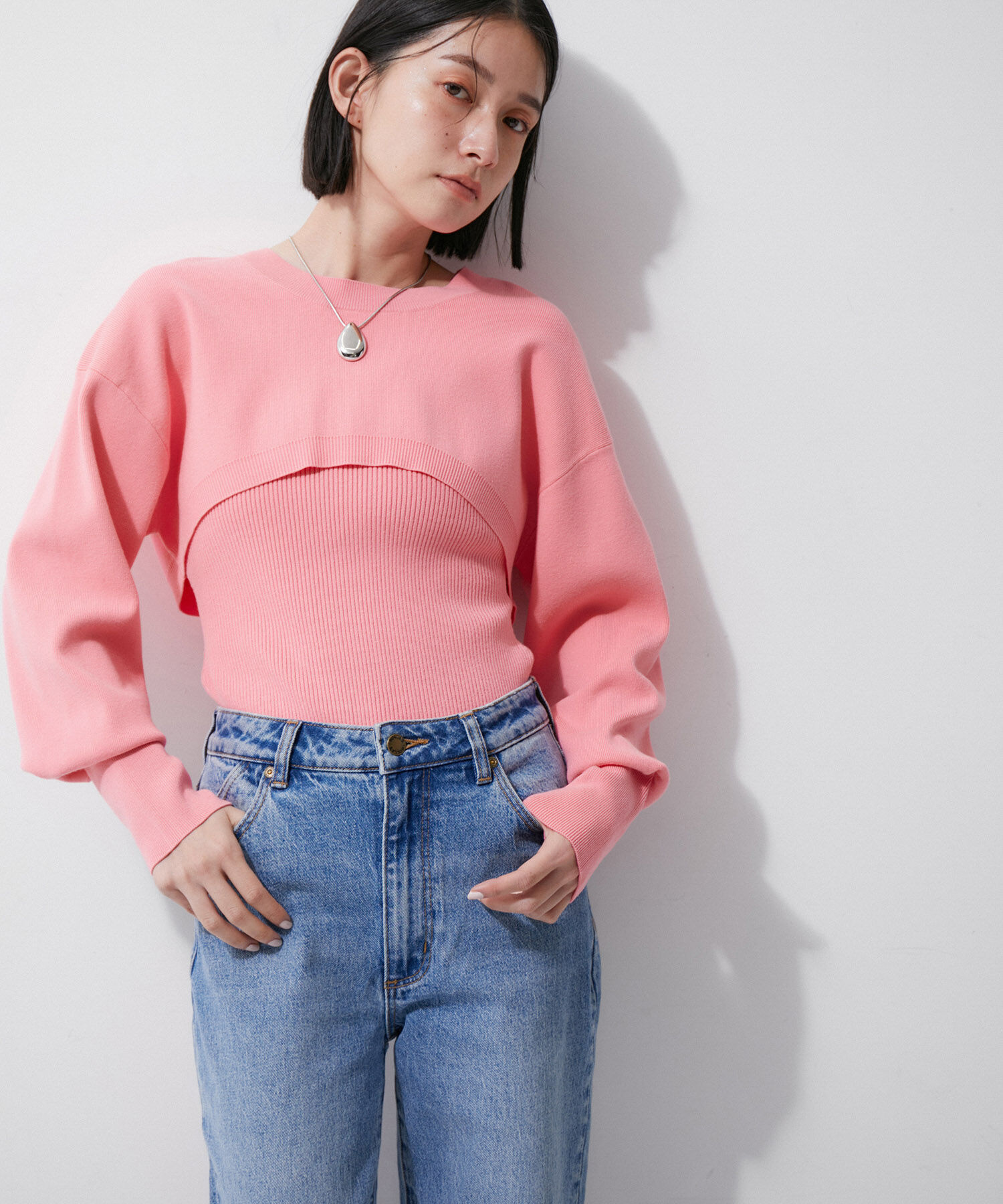 ADAM ET ROPE'「【サステナブル】ニットタンクトップセットプルオーバー」|ニット・セーター|ピンク(63)