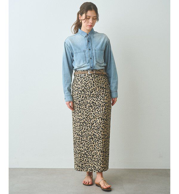  「リネンレオパードスカート」|スカート|