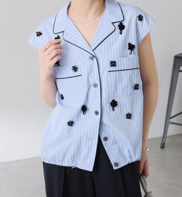  「ビジューストライプブラウス」|シャツ・ブラウス|