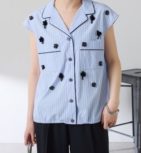  「ビジューストライプブラウス」|シャツ・ブラウス|