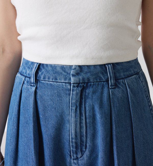  「Q.anos タックハーフデニムパンツ」|デニム|