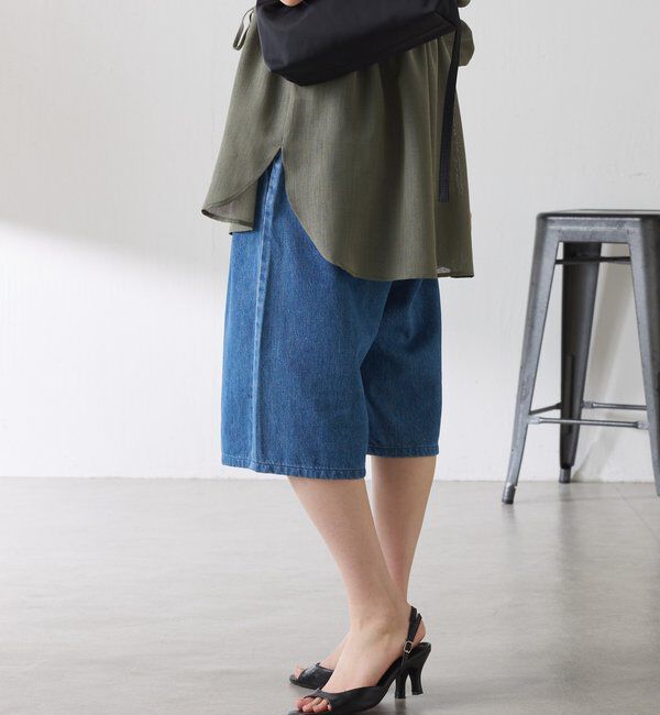  「Q.anos タックハーフデニムパンツ」|デニム|