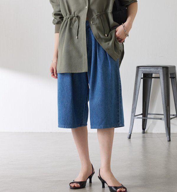  「Q.anos タックハーフデニムパンツ」|デニム|
