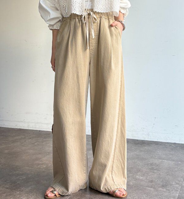  「デニムワイドイージーパンツ」|デニム|ベージュ