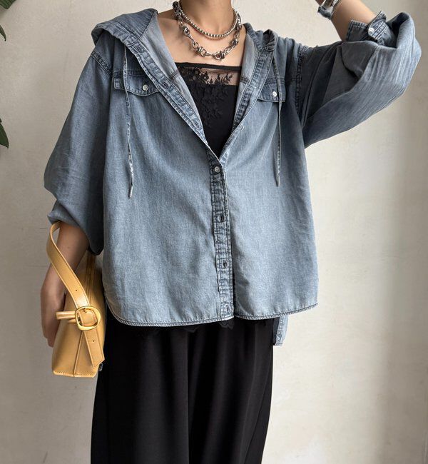  「シアーデニムフーディーシャツ」|シャツ・ブラウス|