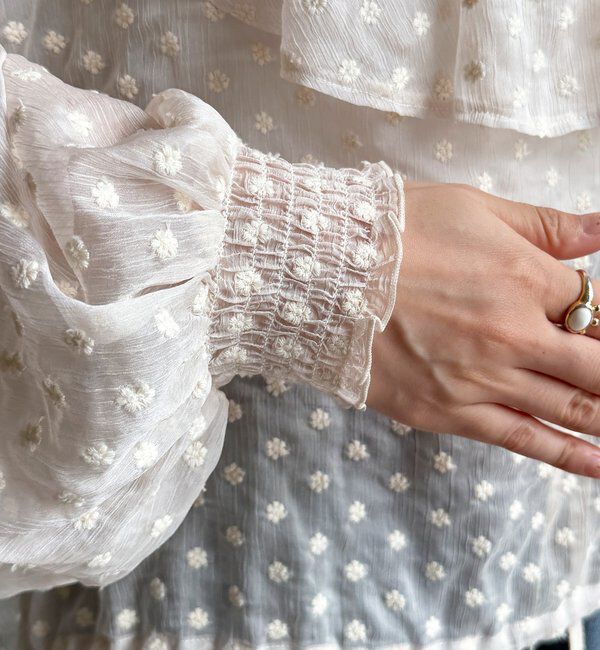  「フラワー刺繍フリルブラウス」|シャツ・ブラウス|