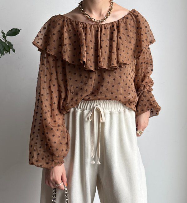  「フラワー刺繍フリルブラウス」|シャツ・ブラウス|