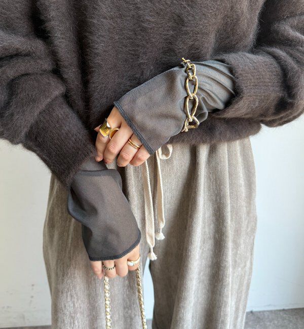  「【新色追加】チュールフロッキーシアー切替TEE」|Tシャツ・カットソー|