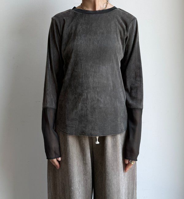  「【新色追加】チュールフロッキーシアー切替TEE」|Tシャツ・カットソー|