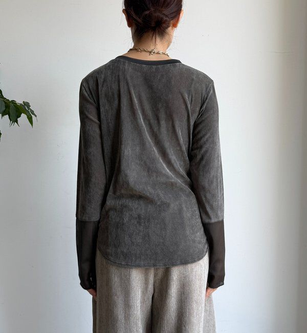  「【新色追加】チュールフロッキーシアー切替TEE」|Tシャツ・カットソー|