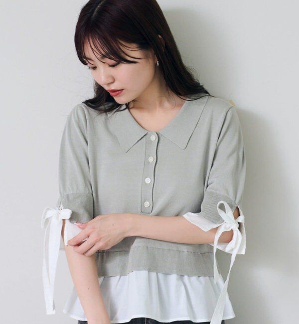  「ドッキングポロニット」|カーディガン|グレー