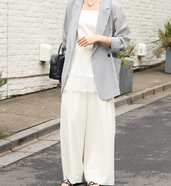  「【ウォッシャブル】【シーズンレスで使える】タックワイドスラックス」|チノ|