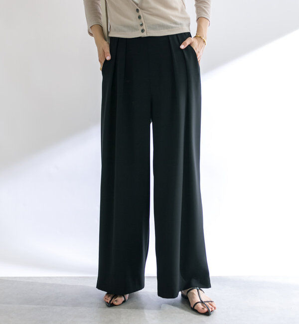  「【ウォッシャブル】【シーズンレスで使える】タックワイドスラックス」|チノ|