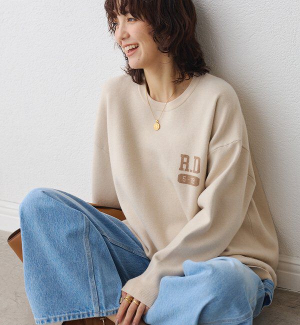  「【バックロゴが目を惹く】アスレチックロゴニット」|ニット・セーター|エクリュ