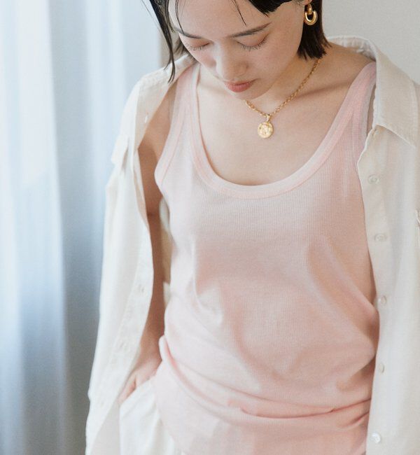  「【フェミニンなムードを演出】チュールリブタンクトップ」|キャミソール|ピンク
