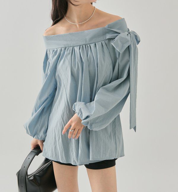  「肩リボンオフショルブラウス」|シャツ・ブラウス|
