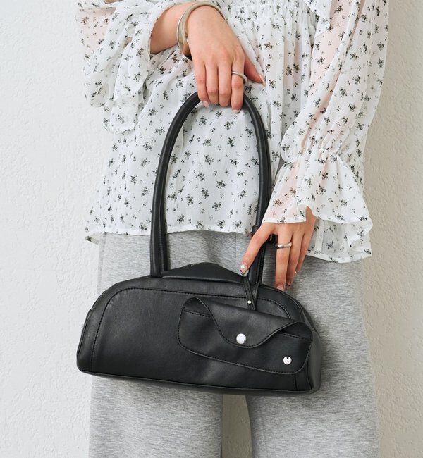  「メガネホルダー付きラウンドBAG」|トートバッグ|ブラック