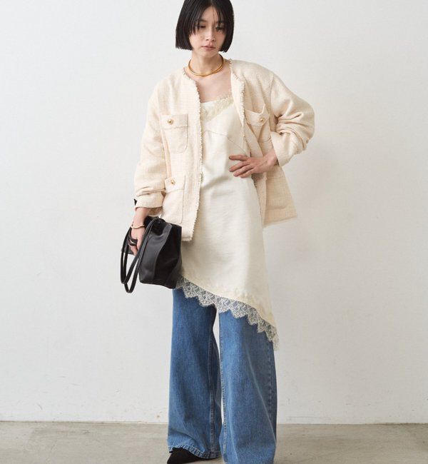  「サテンレースアシメキャミ」|シャツ・ブラウス|