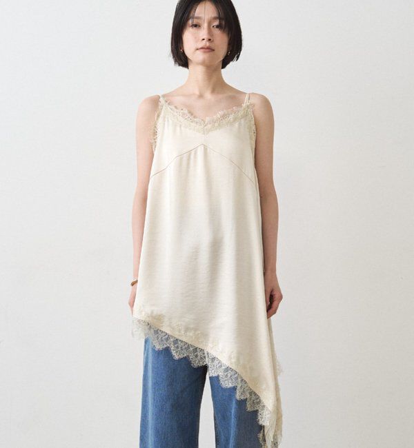  「サテンレースアシメキャミ」|シャツ・ブラウス|