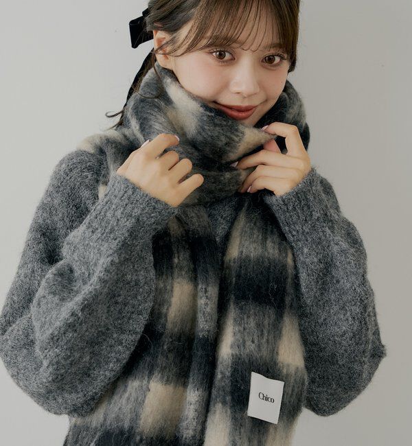  「ボリュームチェックストール/マフラー」|マフラー|