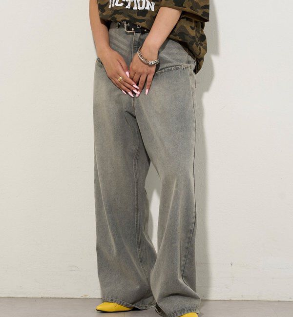  「《UNISEX / サイズ展開あり》スラッシュポケットブラストワイドデニム」|デニム|