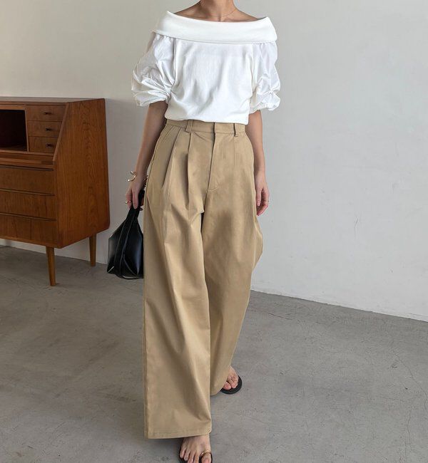  「【ウエスト調整可/低身長サイズあり】2タックチノパン」|チノ|