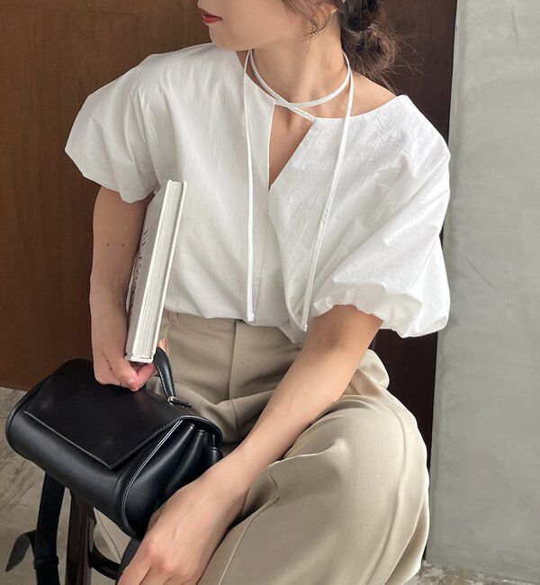  「【新色ピンク】バルーンリボンブラウス」|シャツ・ブラウス|ホワイト