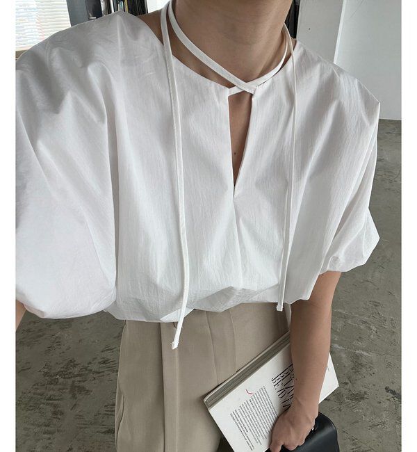  「【新色ピンク】バルーンリボンブラウス」|シャツ・ブラウス|