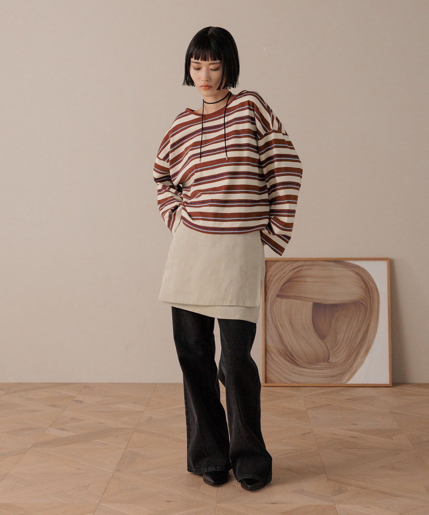 LOWRYS FARM「ストレッチデニムフレアパンツ」|デニム|