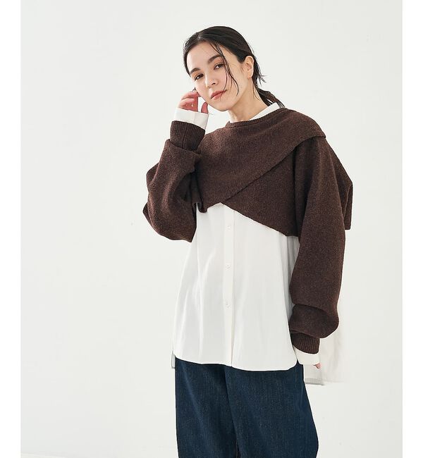 collex「2WAYショートニットプルオーバー」|ニット・セーター|ブラウン