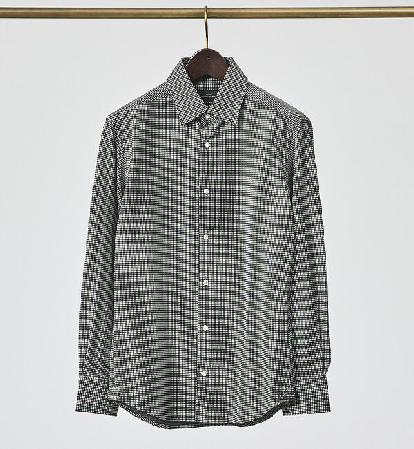 ABAHOUSE「【FLEX SHIRTS】コンパクトシルキー ギンガムチェック 長袖シャツ」|シャツ・ブラウス|ホワイト