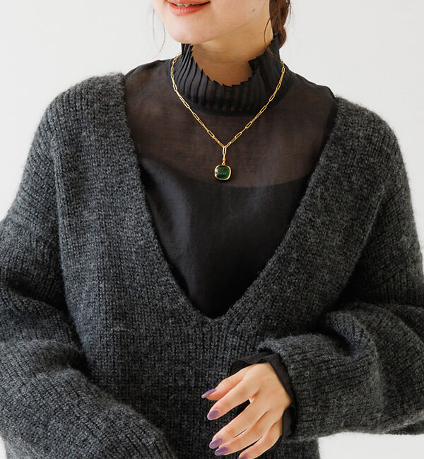 Rouge vif「プリーツネックシアーブラウス」|シャツ・ブラウス|ブラック