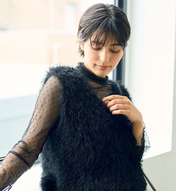 Rouge vif「ドットチュールシアータートル」|Tシャツ・カットソー|