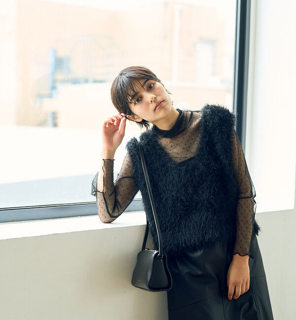 Rouge vif「ドットチュールシアータートル」|Tシャツ・カットソー|