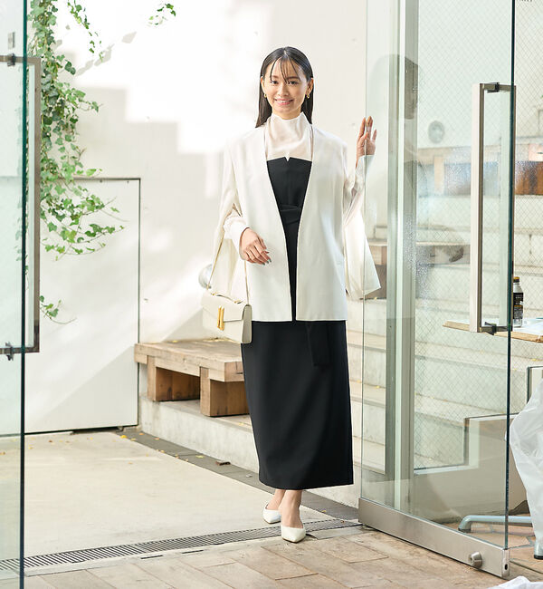 Rouge vif「ノーカラースリットスリーブジャケット」|ノーカラージャケット|