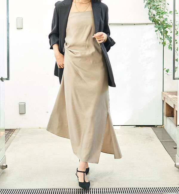 Rouge vif「アシメドレープキャミワンピース」|ワンピース|ベージュ