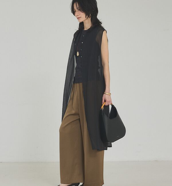 qualite「ブラック残りわずか予約受付中！【接触冷感・吸水速乾】クールサテンパンツ/セットア」|その他|