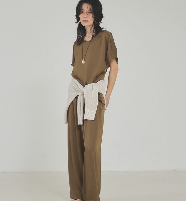 qualite「ブラック残りわずか予約受付中！【接触冷感・吸水速乾】クールサテンパンツ/セットア」|その他|